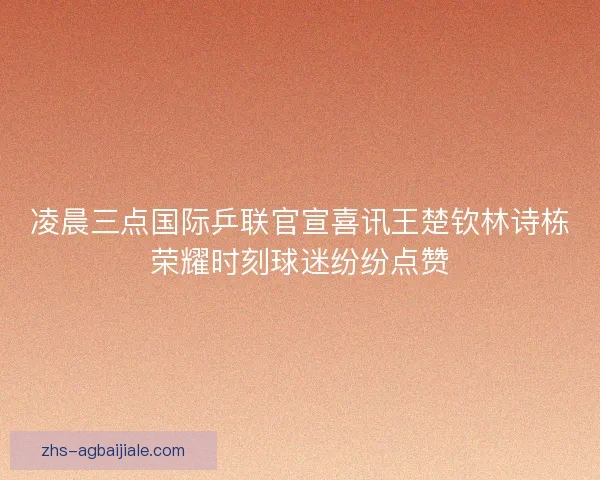 凌晨三点国际乒联官宣喜讯王楚钦林诗栋荣耀时刻球迷纷纷点赞